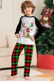 Blanco y Negro conjunto de pijama familiar con estampado de reno navideño.