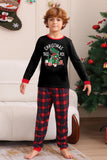 Negro Rojo Pijama Familiar A Juego Niños Adultos Tops De Bebé Y Pantalones A Cuadros Conjunto de Pijama de Navidad