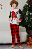 Conjunto de pijamas de Navidad con pantalones a cuadros de manga larga en negro y rojo