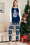 Conjunto de pijamas de Navidad estampados con pantalones a rayas de manga larga azul oscuro