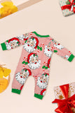 Conjunto de pijamas navideños estampados de manga larga a rayas rojas