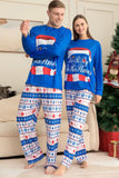 Conjunto de pijamas de Navidad de manga larga estampados azules