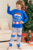 Conjunto de pijamas de Navidad de manga larga estampados azules