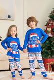 Conjunto de pijamas de Navidad de manga larga estampados azules