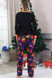 Pijamas de Halloween Familiares de Manga Larga Estampados en Negro