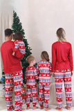 Pijamas de Navidad familiares con estampado rojo de invierno