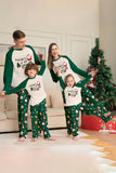 Conjuntos de pijamas a juego con estampado navideño verde oscuro para la familia de Santa