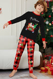 Conjunto de pijamas a juego para la familia a cuadros Merry Christmas con estampado rojo negro