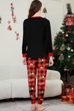 Conjunto de pijamas a juego para la familia a cuadros Merry Christmas con estampado rojo negro