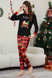 Conjunto de pijamas a juego para la familia a cuadros Merry Christmas con estampado rojo negro