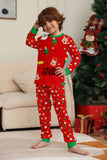 Conjunto de pijamas a juego para familias con estampado rojo acogedor de Navidad