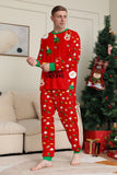 Conjunto de pijamas a juego para familias con estampado rojo acogedor de Navidad