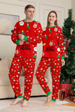 Conjunto de pijamas a juego para familias con estampado rojo acogedor de Navidad