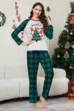 Conjunto de pijamas a juego con estampado de cuadros verdes Merry Christmas