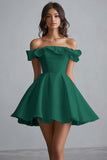 Off The Shoulder A Line Mini Vestido de Graduación Blanco