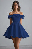 Off The Shoulder A Line Mini Vestido de Graduación Blanco