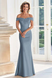 Champagne Off the Shoulder Swine Vestido Madre de la Novia con Apliques