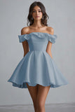 Off The Shoulder A Line Mini Vestido de Graduación Blanco