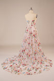 Tul Strapless Sweep Train Ivory Vestido de novia largo con bordado