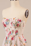 Tul Strapless Sweep Train Ivory Vestido de novia largo con bordado