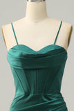 Correas de espagueti verde oscuro Vestido de fiesta de sirena