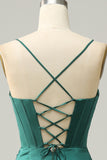 Correas de espagueti verde oscuro Vestido de fiesta de sirena