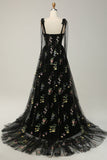 Tul verde A Line Corset Vestido de Fiesta de Talla Grande con Bordado
