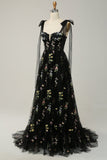Tul verde A Line Corset Vestido de Fiesta de Talla Grande con Bordado