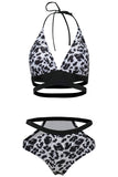 Traje de baño de leopardo marrón lace up