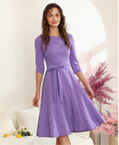 Vestido de cóctel para las mujeres, la vendimia modesto invitado de boda de manga 3/4 vestidos de otoño 2024, vestido formal de la iglesia