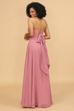 Vestido de dama de honor de rubor de gasa de gasa