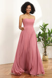 Vestido de dama de honor de rubor de gasa de gasa
