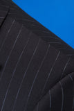 Traje de hombre de 3 piezas con solapa de rayas negras de doble pecho