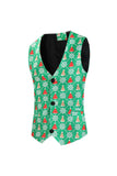 Árbol de Navidad verde estampado 3 piezas Trajes de hombre