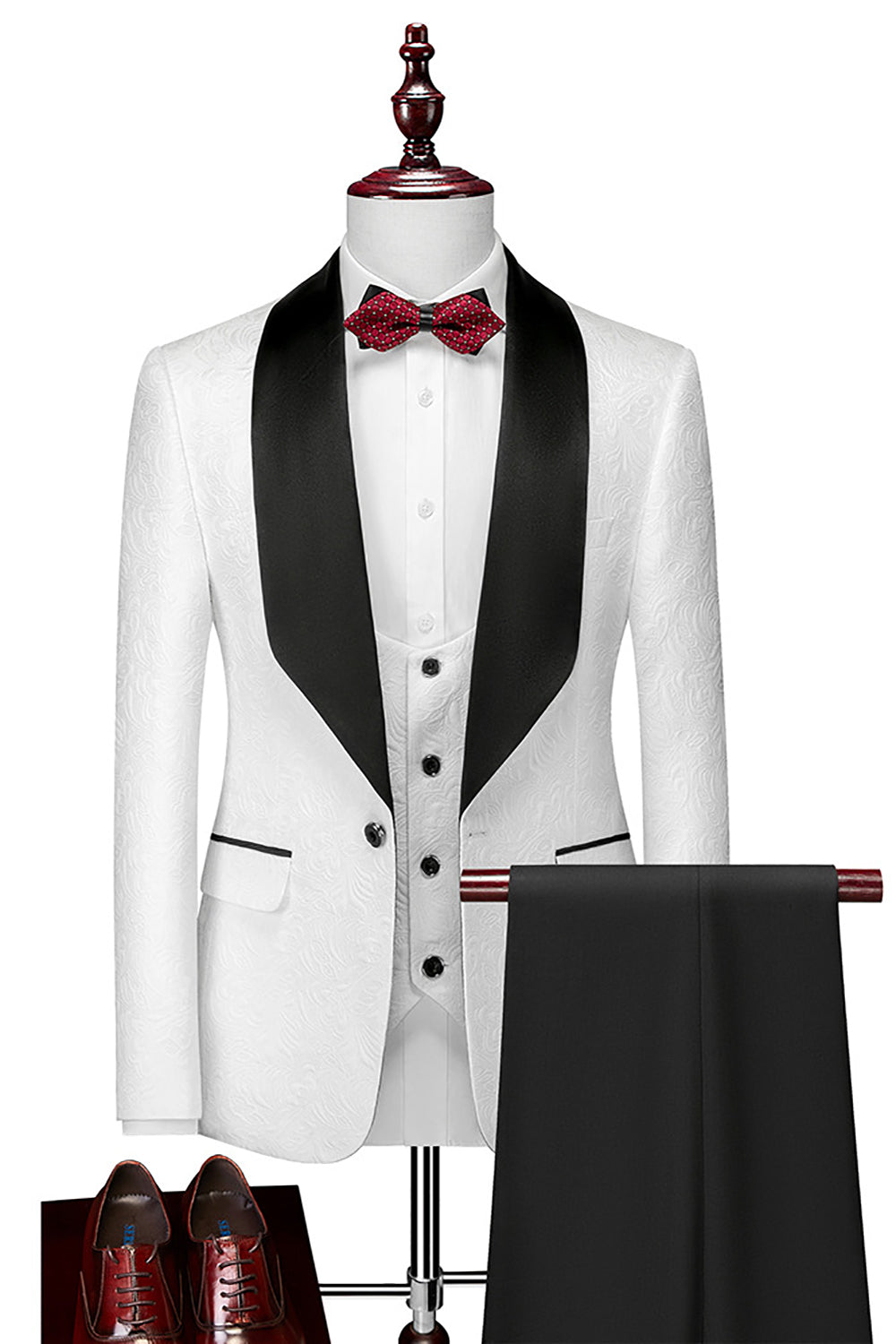 Solapa Ropa Zapaka Blanco Tres Piezas Trajes de Hombre Chal solapa Homecoming Suits ...