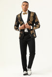 2 piezas negro y dorado Jacquard Selentejuelas trajes de fiesta para hombre