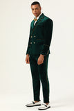 Terciopelo verde oscuro 2 piezas Trajes de fiesta para hombres