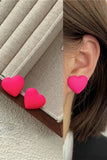 Lindos pendientes fucsia en forma de corazón
