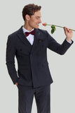 Traje de rayas oscuras de 3 piezas para hombre