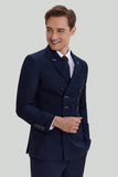 Traje de doble pecho de 2 piezas de la Marina para hombre