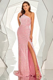 Un vestido de lentejuelas de lentejuelas de hombro vestido de fiesta larga