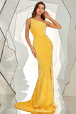 Un vestido de lentejuelas de lentejuelas de hombro vestido de fiesta larga