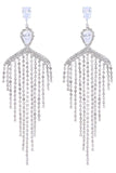 Pendientes de diamantes de imitación de borla de zircón de plata