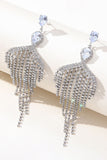 Pendientes de diamantes de imitación de borla de zircón de plata