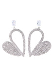 Fashion Silver Heart Rhinestone Pendientes colgantes para mujer