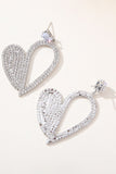 Fashion Silver Heart Rhinestone Pendientes colgantes para mujer