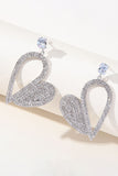 Fashion Silver Heart Rhinestone Pendientes colgantes para mujer