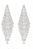 Pendientes de diamantes de imitación largos plateados brillantes