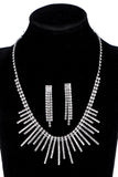 Silver Rhinestone Drop Bridal Earrings Collar Set