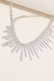 Silver Rhinestone Drop Bridal Earrings Collar Set